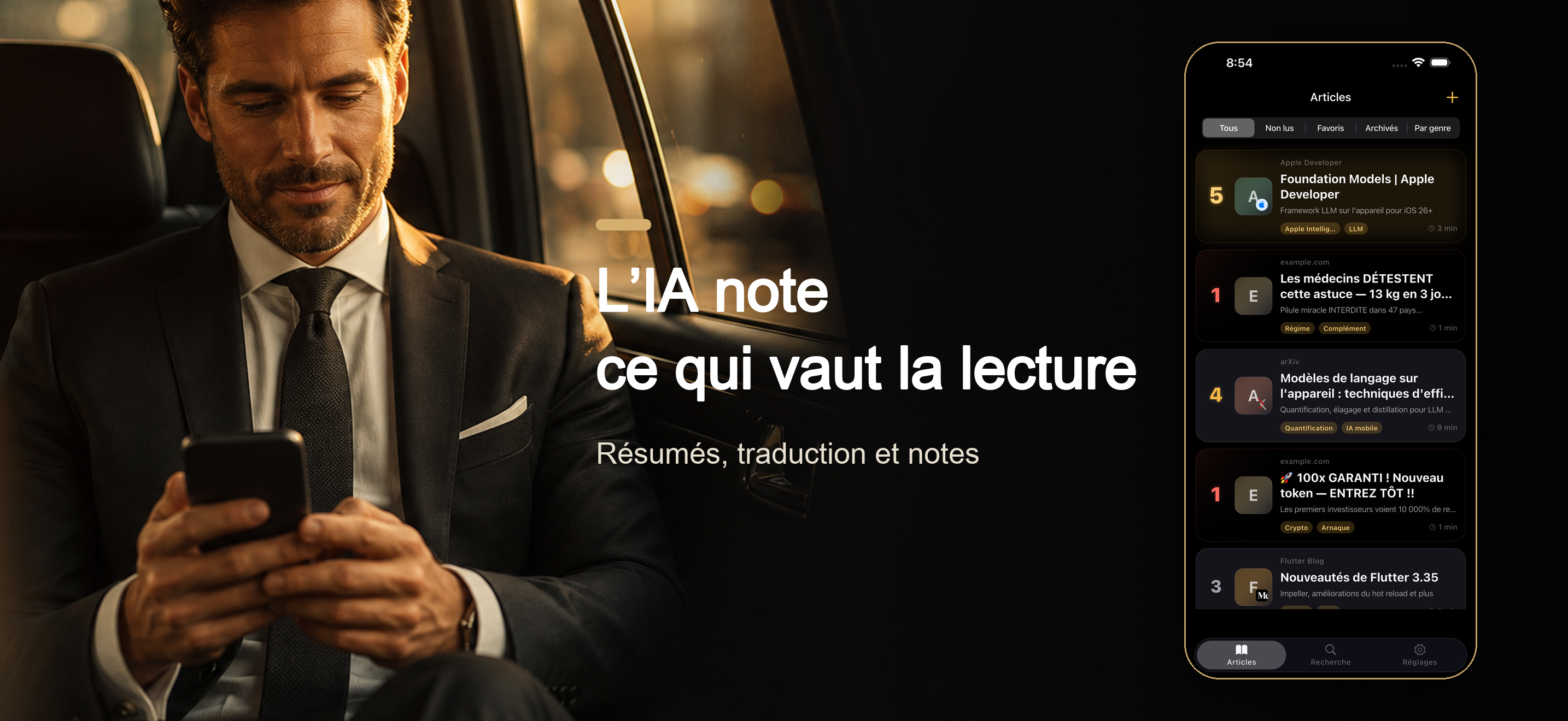 Boîte avec notes IA