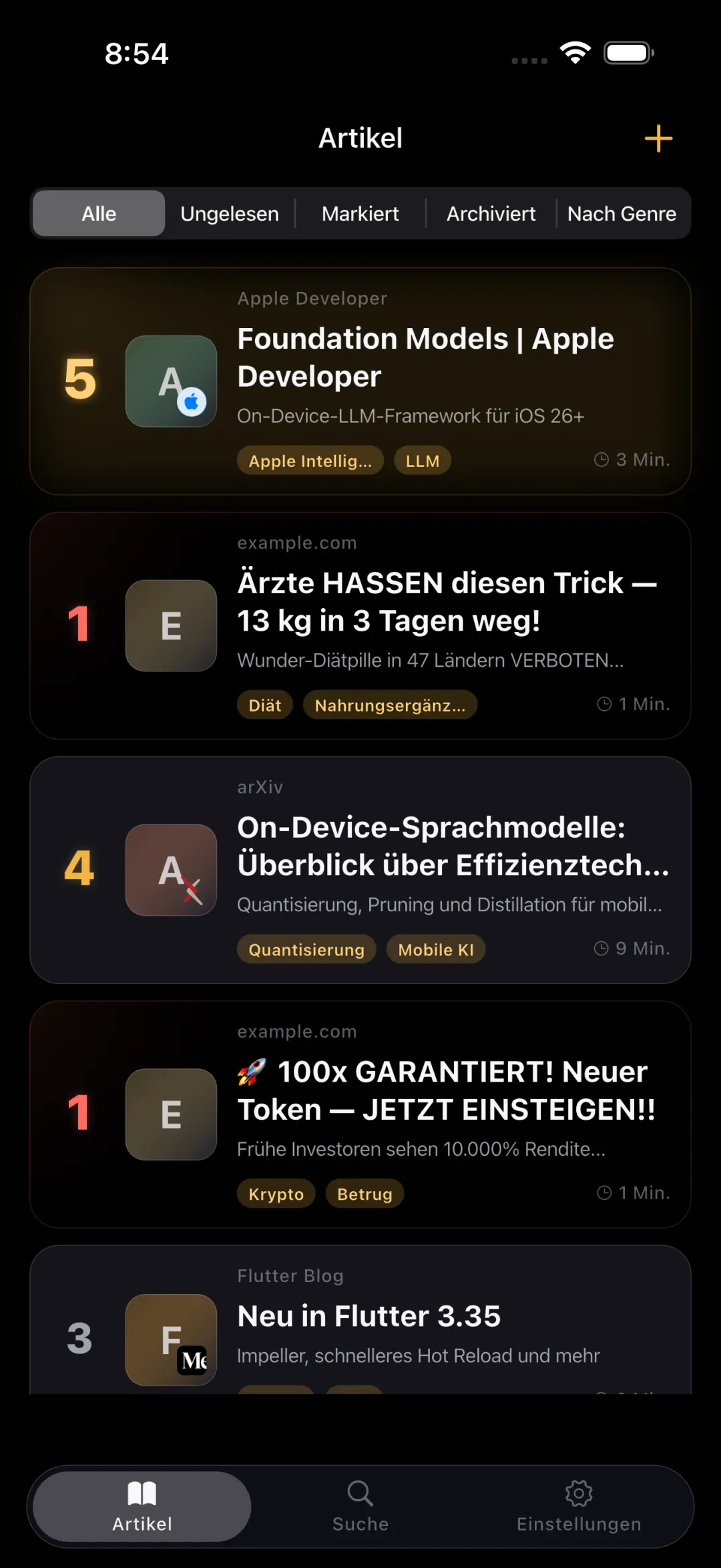 Posteingang — sortiert nach KI-Bewertung