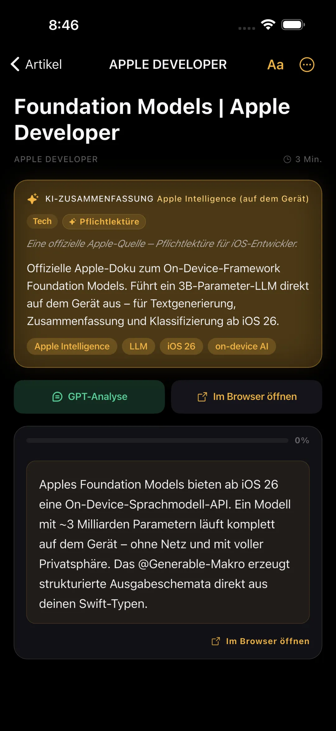 Zusammenfassung bereit, bevor du öffnest