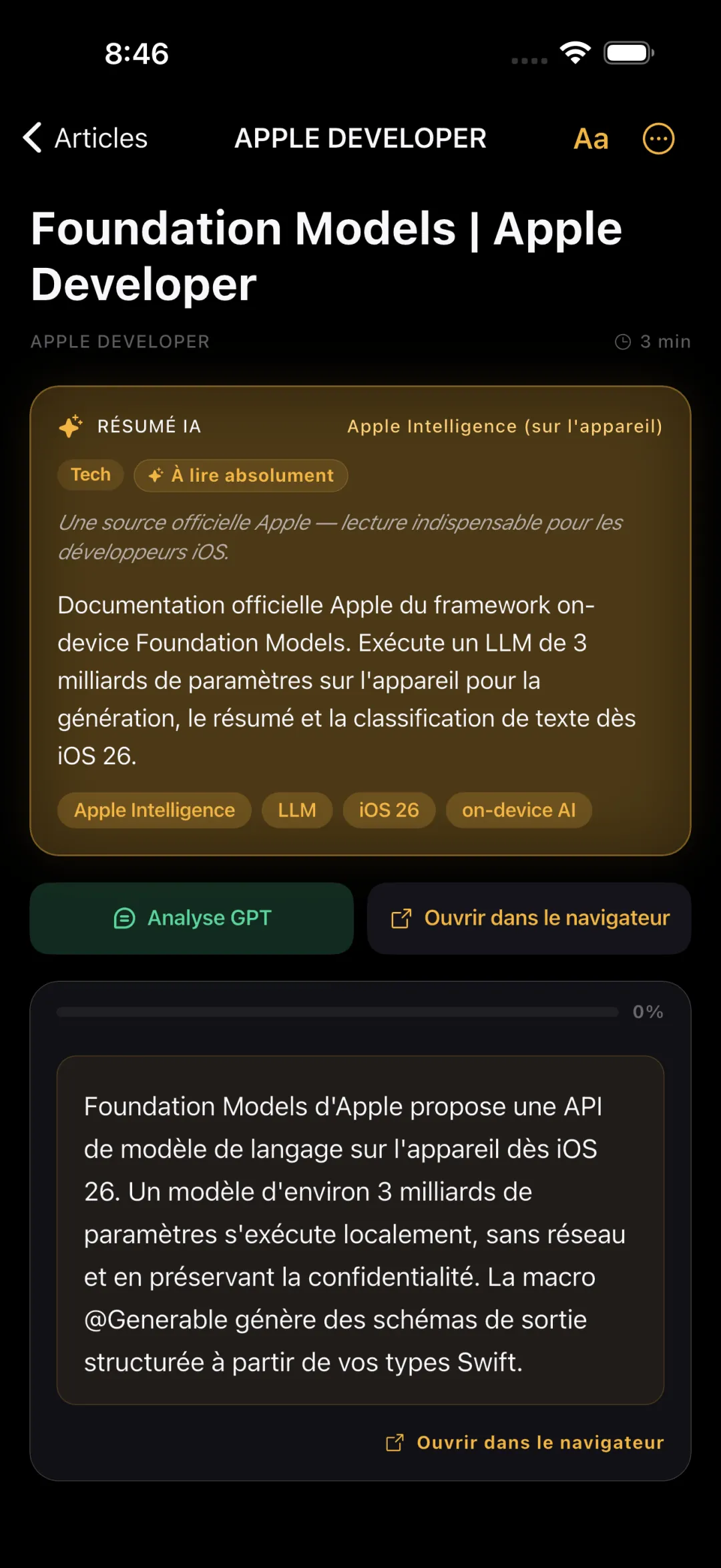 Résumé prêt avant l'ouverture