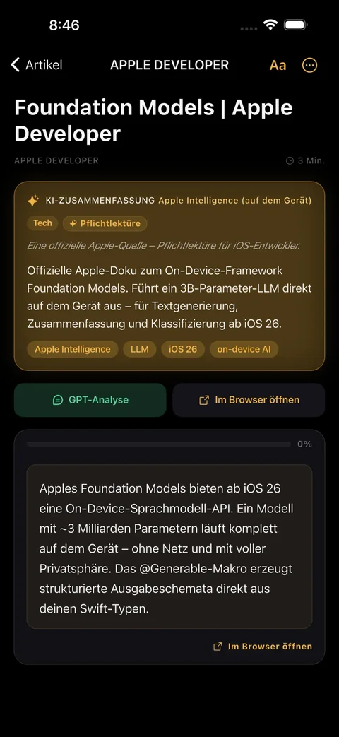 Zusammenfassung bereit, bevor du öffnest